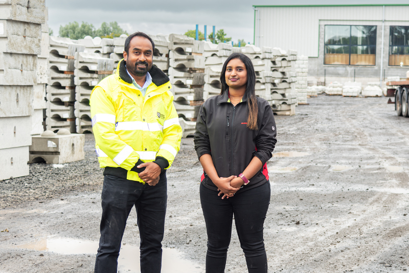 Sree and Ansu from Moore concrete standing at the premises